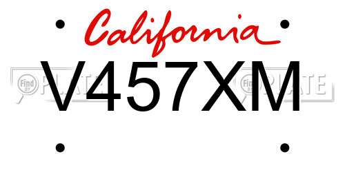 V457XM California License Plate
