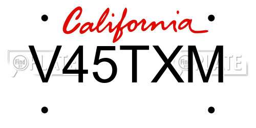 V45TXM California License Plate