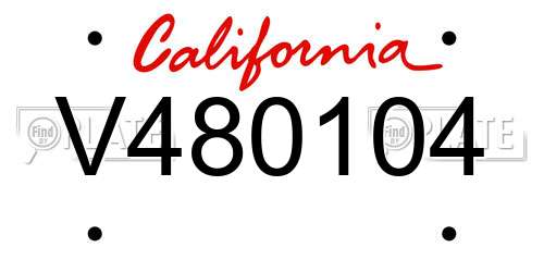 V480104 California License Plate