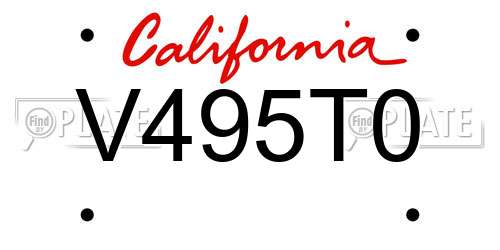 V495T0 California License Plate