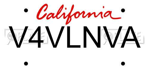 V4VLNVA California License Plate
