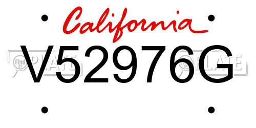 V52976G California License Plate