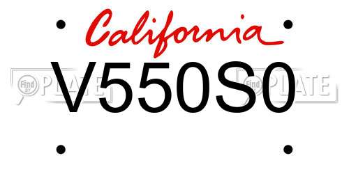 V550S0 California License Plate