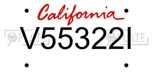 V55322I California License Plate