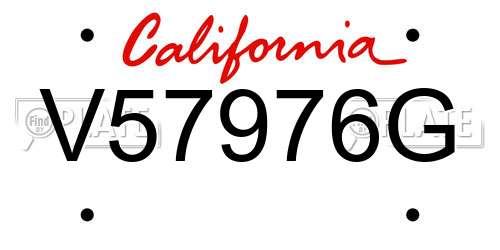 V57976G California License Plate