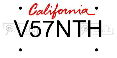 V57NTH California License Plate