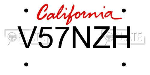 V57NZH California License Plate