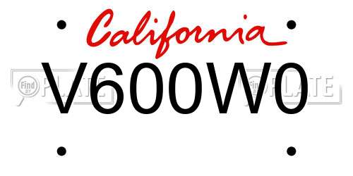 V600W0 California License Plate