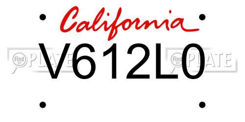 V612L0 California License Plate