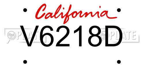 V6218D California License Plate