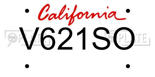 V621SO California License Plate