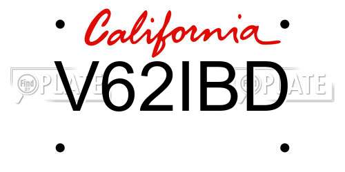 V62IBD California License Plate