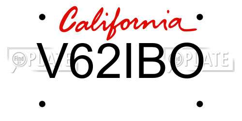 V62IBO California License Plate