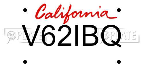 V62IBQ California License Plate