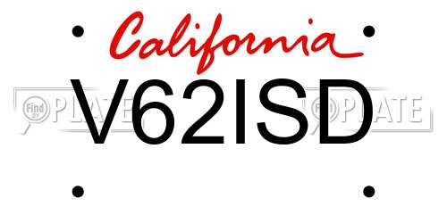 V62ISD California License Plate