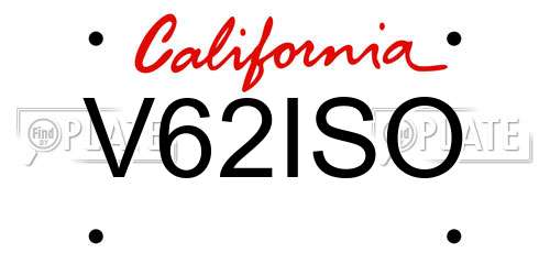 V62ISO California License Plate