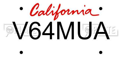 V64MUA California License Plate