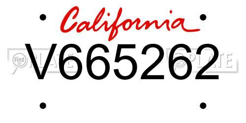 V665262 California License Plate