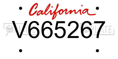 V665267 California License Plate
