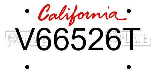 V66526T California License Plate