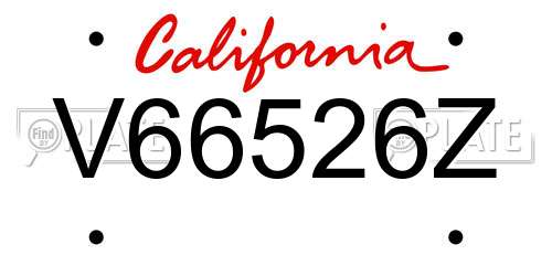 V66526Z California License Plate