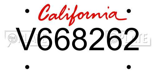 V668262 California License Plate