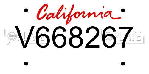V668267 California License Plate