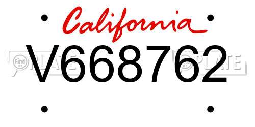 V668762 California License Plate