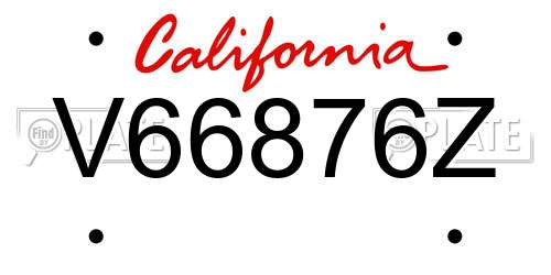 V66876Z California License Plate