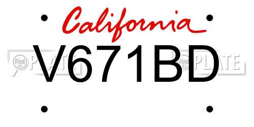 V671BD California License Plate