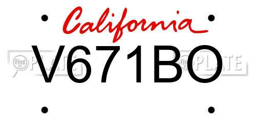 V671BO California License Plate