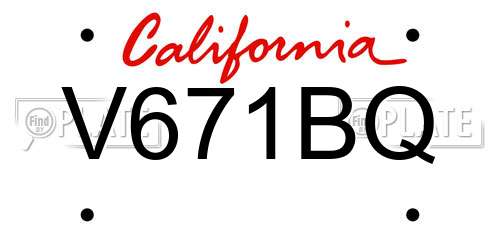 V671BQ California License Plate