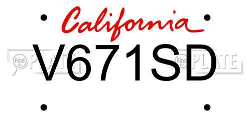 V671SD California License Plate