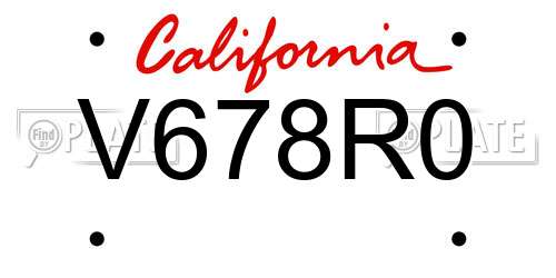 V678R0 California License Plate