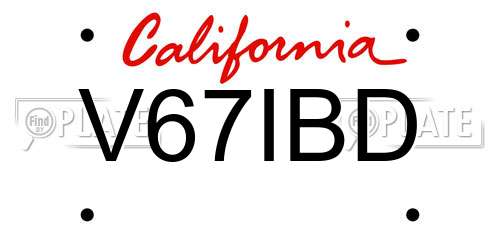 V67IBD California License Plate