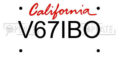 V67IBO California License Plate