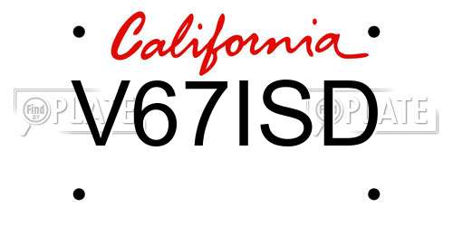 V67ISD California License Plate