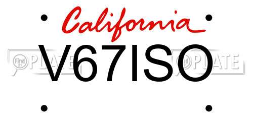 V67ISO California License Plate