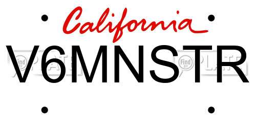 V6MNSTR California License Plate