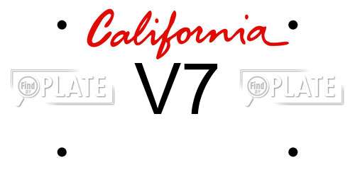 V7 California License Plate