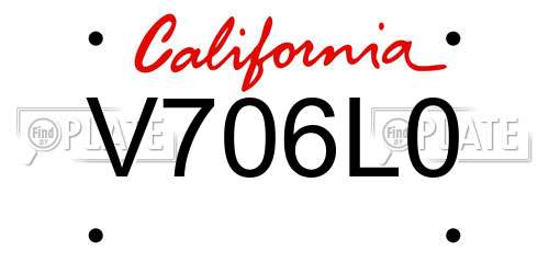 V706L0 California License Plate