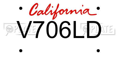 V706LD California License Plate