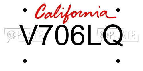 V706LQ California License Plate