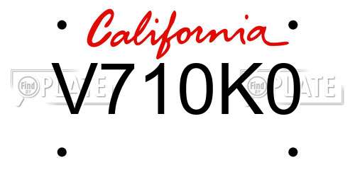 V710K0 California License Plate