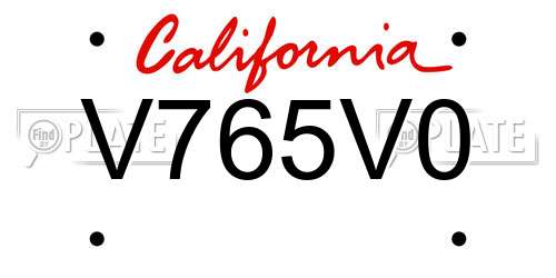 V765V0 California License Plate