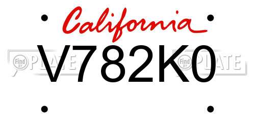 V782K0 California License Plate