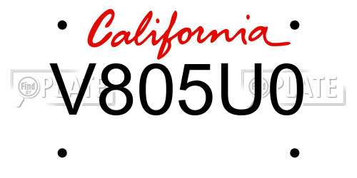 V805U0 California License Plate