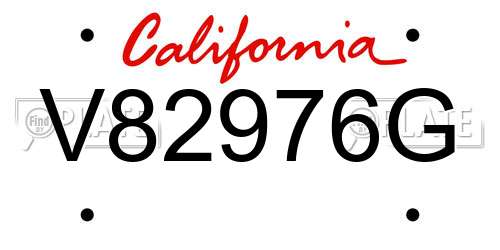 V82976G California License Plate