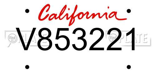 V853221 California License Plate
