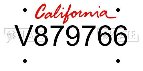V879766 California License Plate